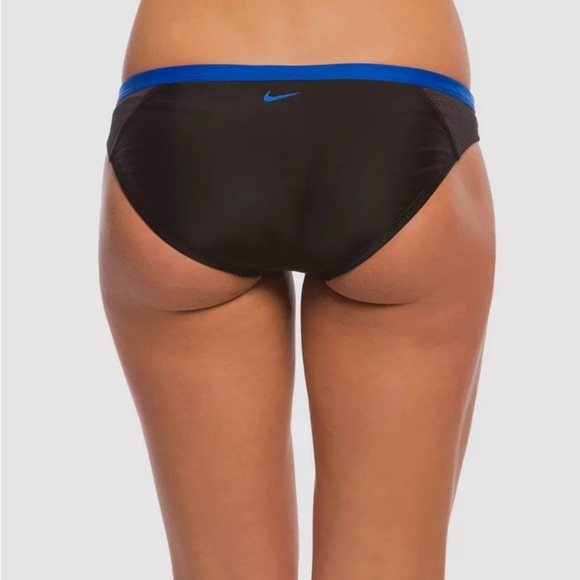 Nike Women's Black Solid Logo Print Bikini Bottoms Brief Swimwear Size Large - Picture 1 of 8